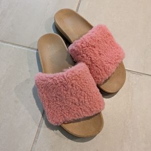Fuzzy pink slides